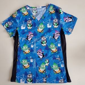 Winter Theme Penguin Scrub Top medical uniformNurse attire Seasonal Christmas